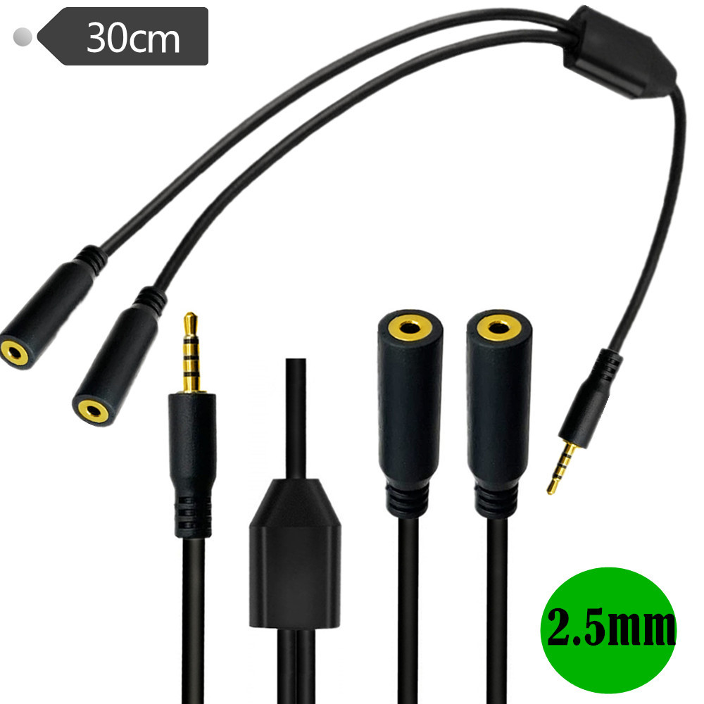 Audio Splitter Y - Pozłacany 4-biegunowy przedłużacz 2,5 mm męski