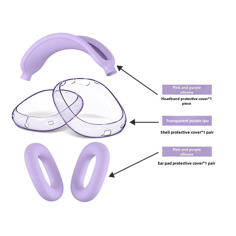 Headphone Case Hard - Fioletowy kolor Silikonowa osłona ochronna TPU
