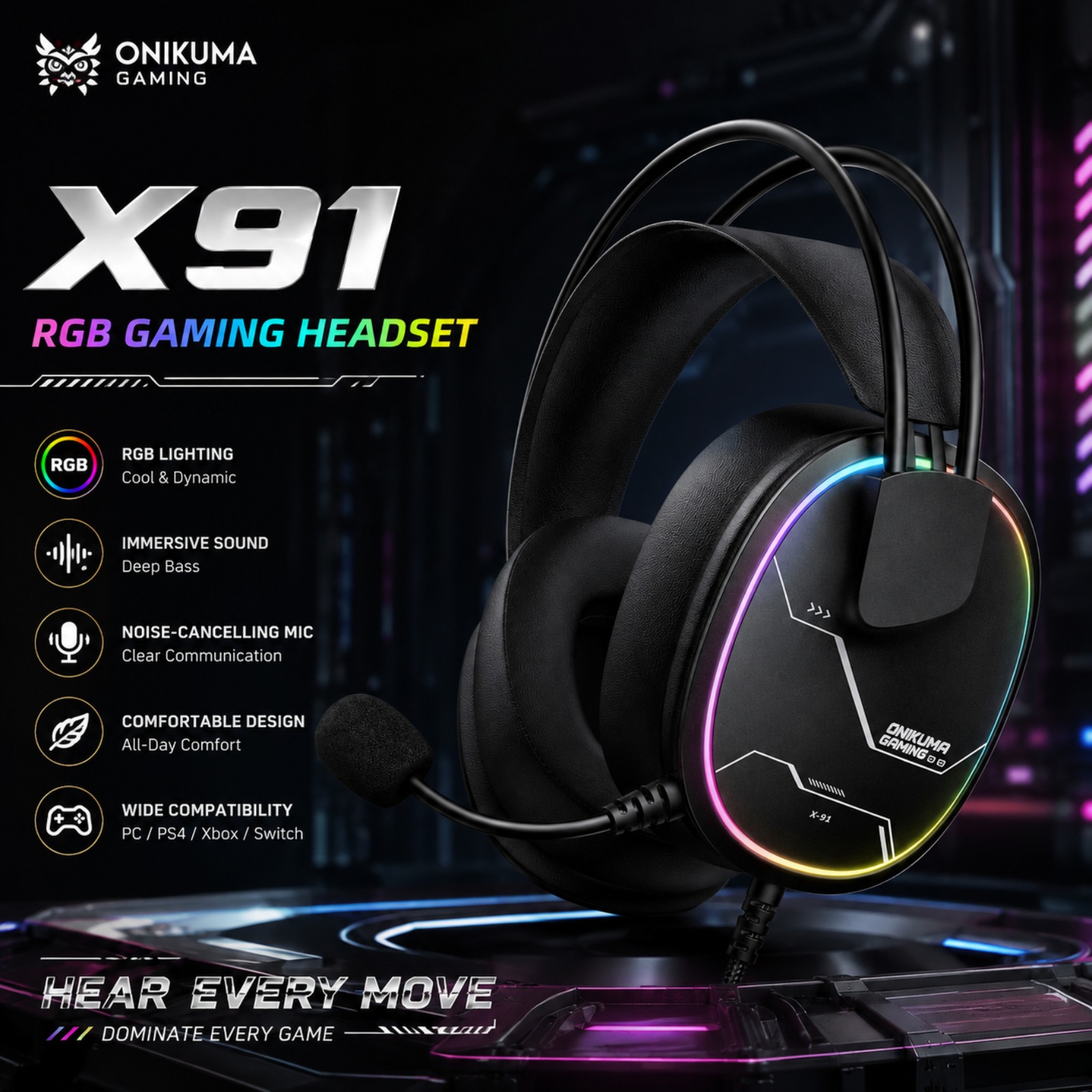 Słuchawki gamingowe ONIKUMA X9 – Gaming Headset Rgb recenzja i cena